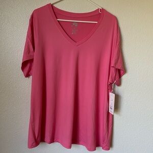 Fit Collective Women's Short Sleeve Pink V-neck Shirt